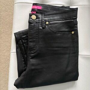 Lilly Pulitzer Black pu leather Pants with Gold Accents